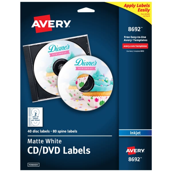 CD Labels, 40 Blank CD Labels & 80 Spine Labels